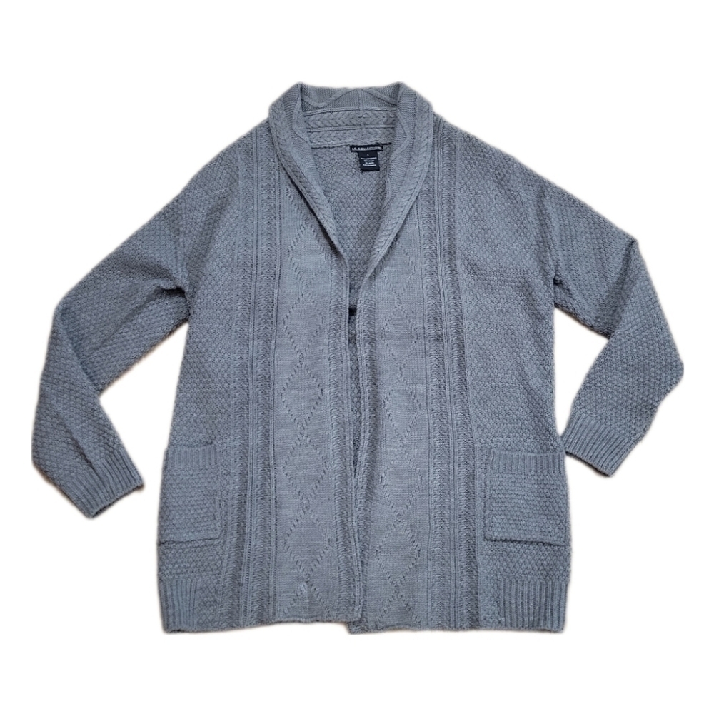 KC Collections Women's grey‎ knit cardigan size Large